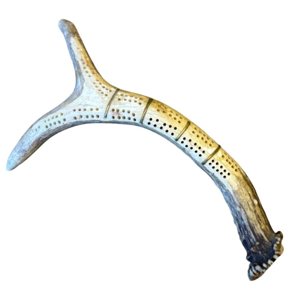 Authentic Antler Cribbage Board Rustic Handcrafted 10"x5" Game Decor